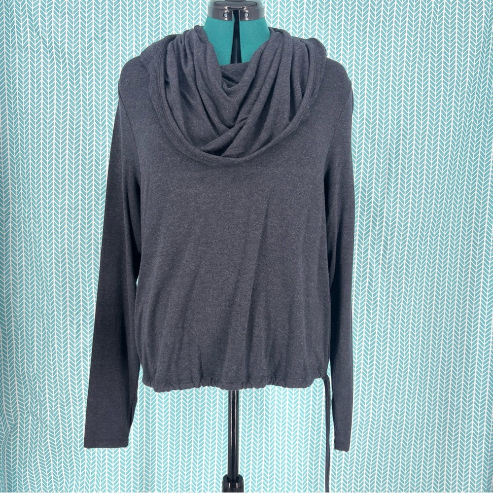 Cabi Recess Topper # 3231, Dark Grey French Terry Cowl Neck Hoodie, Large
